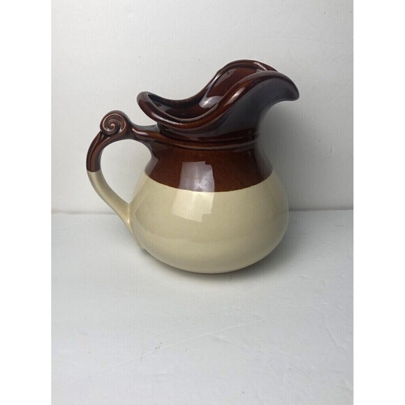 McCOY USA Pottery Pitcher 48 Oz Vintage 1960's Grapes Fruit Nuts 7515 Brown - Picture 3 of 6